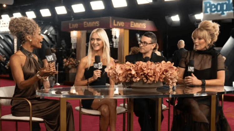 Talk show hosts live on the red carpet.